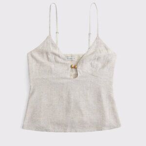 NWT Abercrombie & Fitch Linen-Blend Beaded Cami
